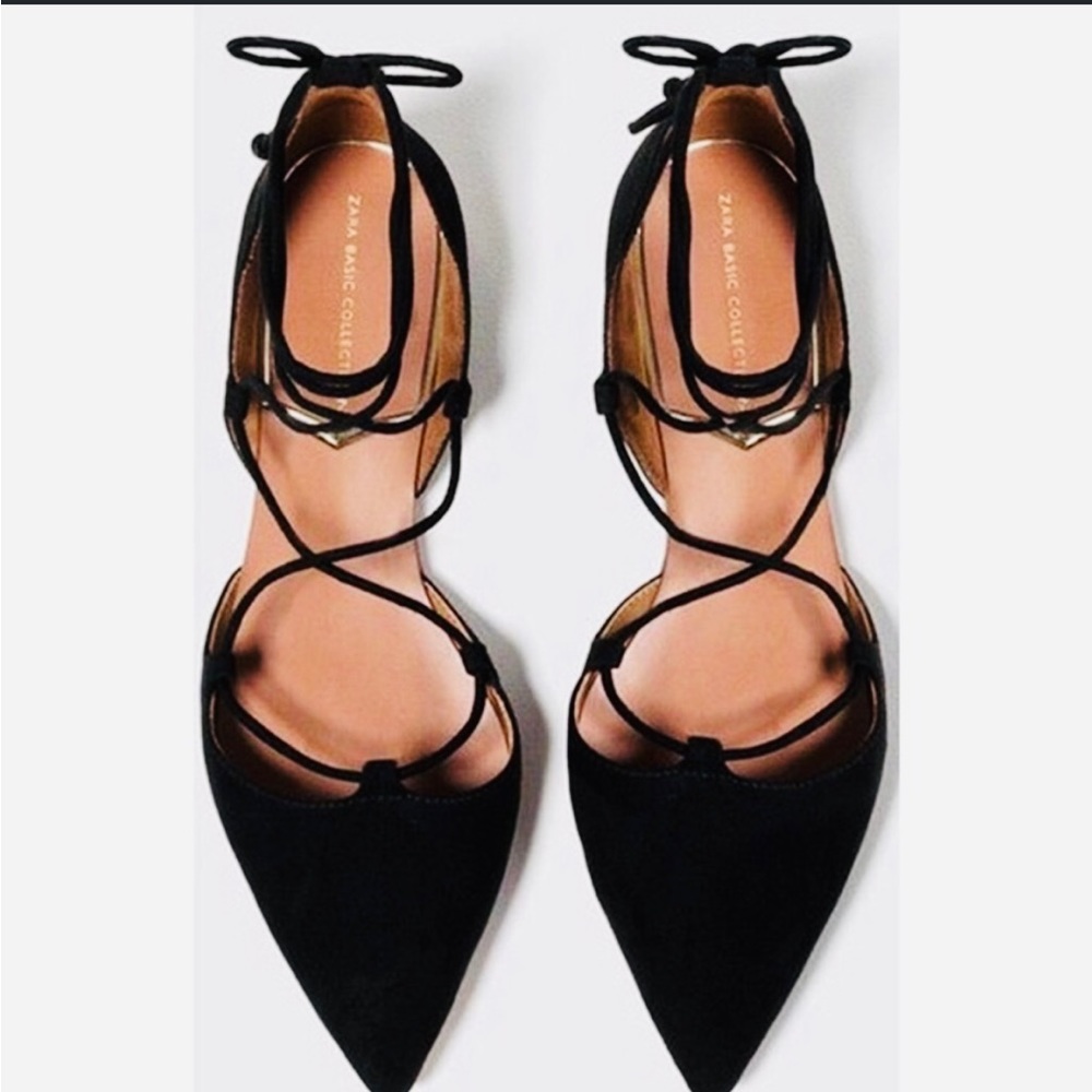 Zara D’Orsay lace up flats